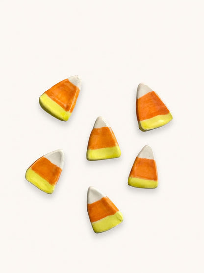 Handmade Ceramic Candy Corn Pin, Autumn Fall Brooch, Halloween Lapel Jewelry