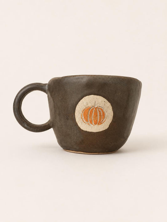 Pumpkin Cameo Mug – Handmade Ceramic Fall Mug