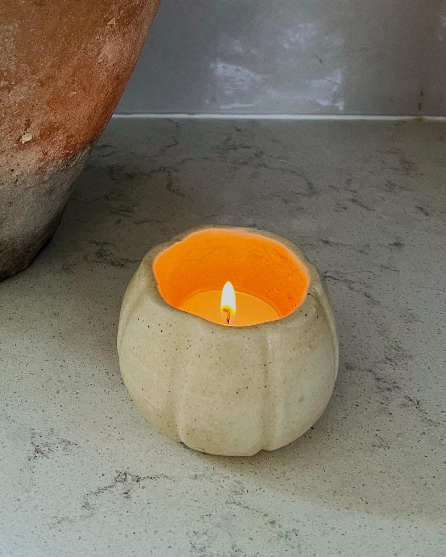 Handmade Ceramic Pumpkin Tealight Holder - Fall Decor | Thanksgiving Decoration | Cozy Home Gift